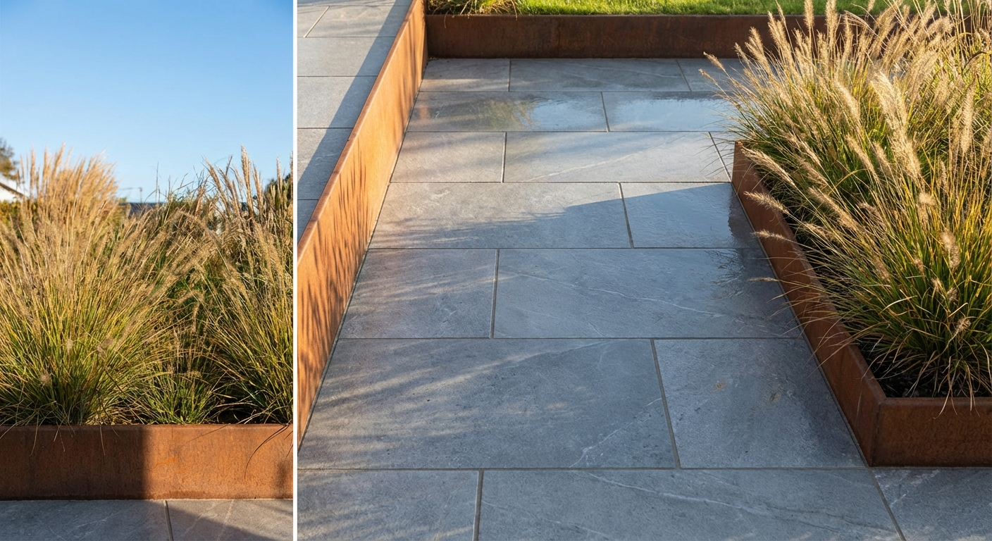 Premium vakmanschap — detail van exclusieve tuinmaterialen